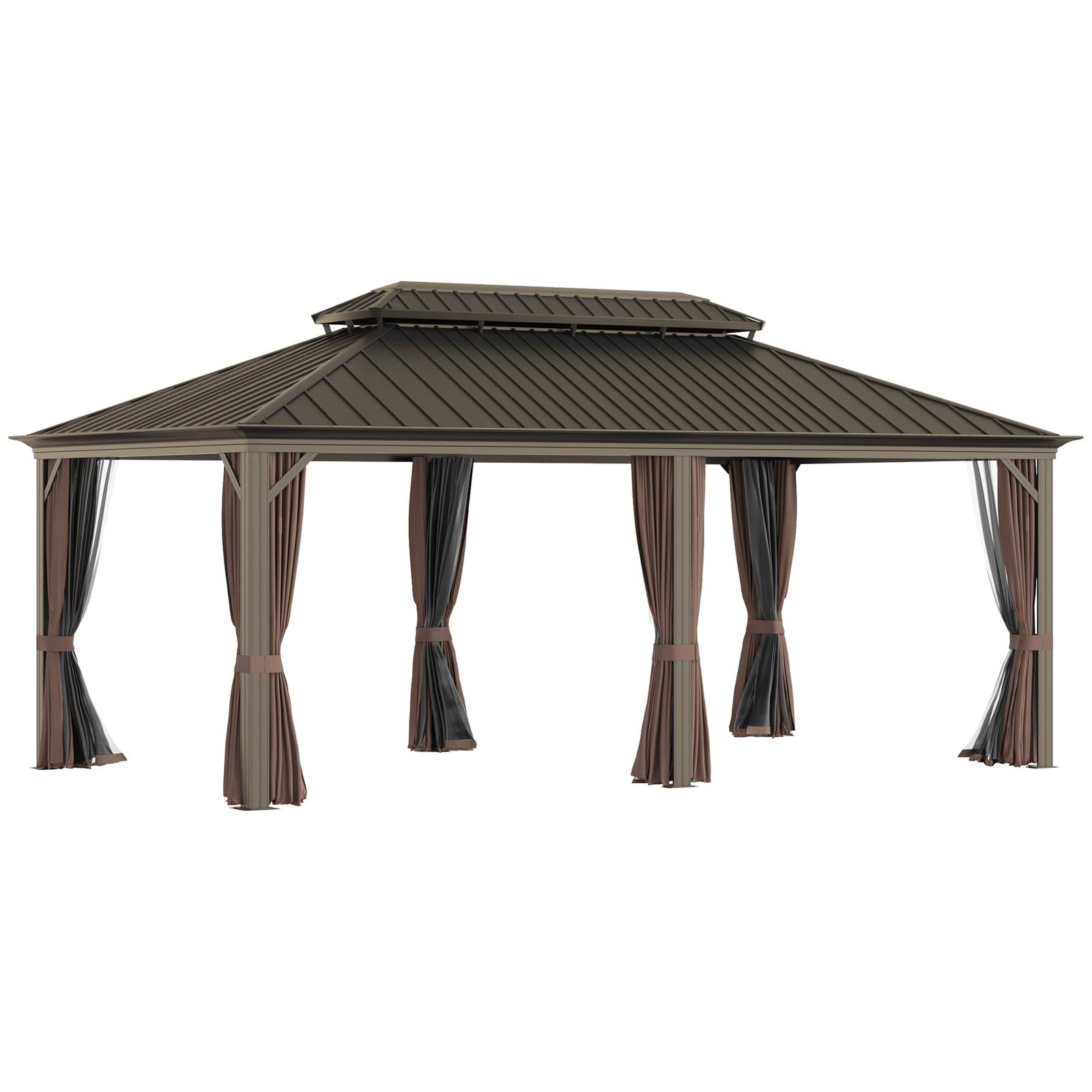 Sunmthink 12×20 ft Hardtop Gazebo with Double Roof, Steel and Aluminum Construction